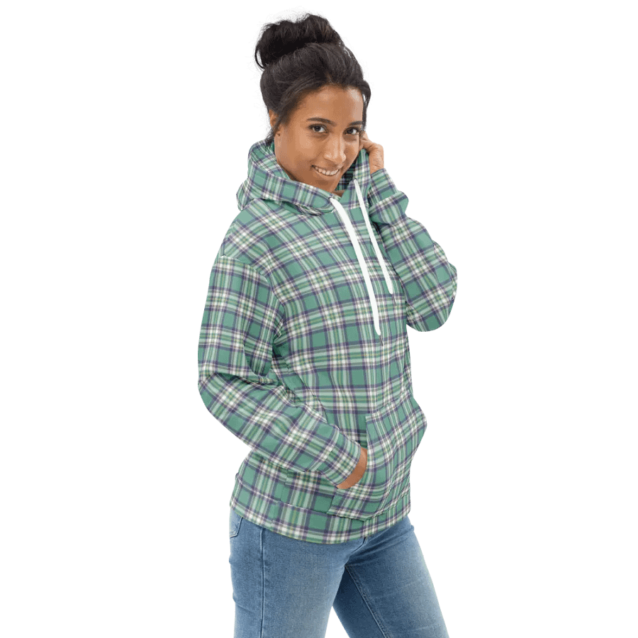 Light Green, Purple, and Yellow Plaid Hoodie product image (1)