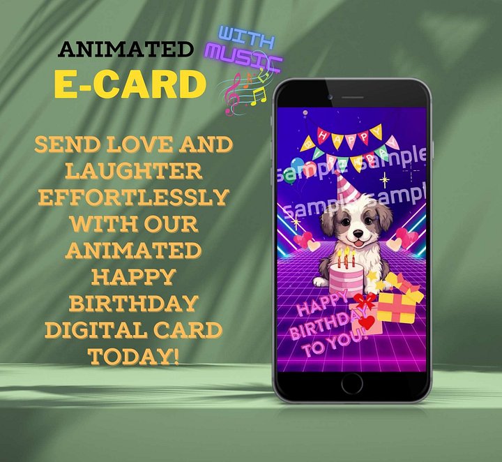 Cute dog Happy birthday E-card [Instant Download] product image (2)