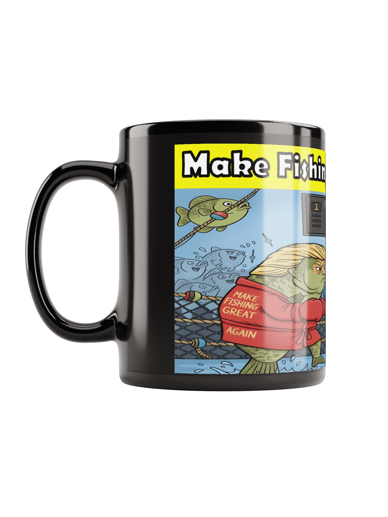 Political Fish Boxing Black Glossy Mug product image (11)