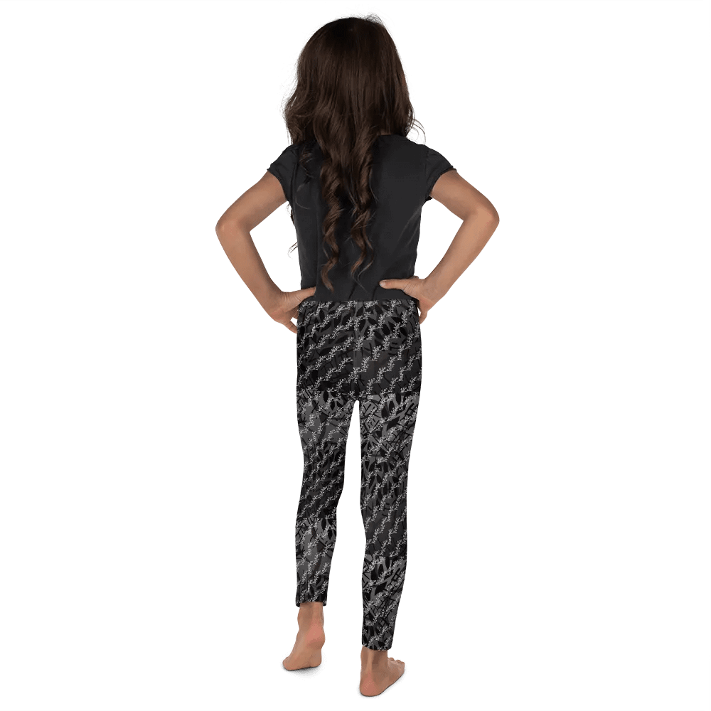JoBeths' Signature Kids Leggings 👖 Black Leaves 🍃 Design product image (2)