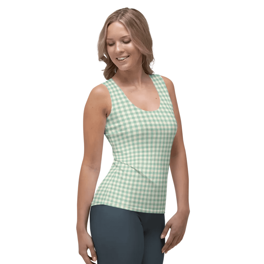 ALL-OVER PRINT GREEN VINTAGE PATTERN WOMEN'S TANK TOP product image (4)