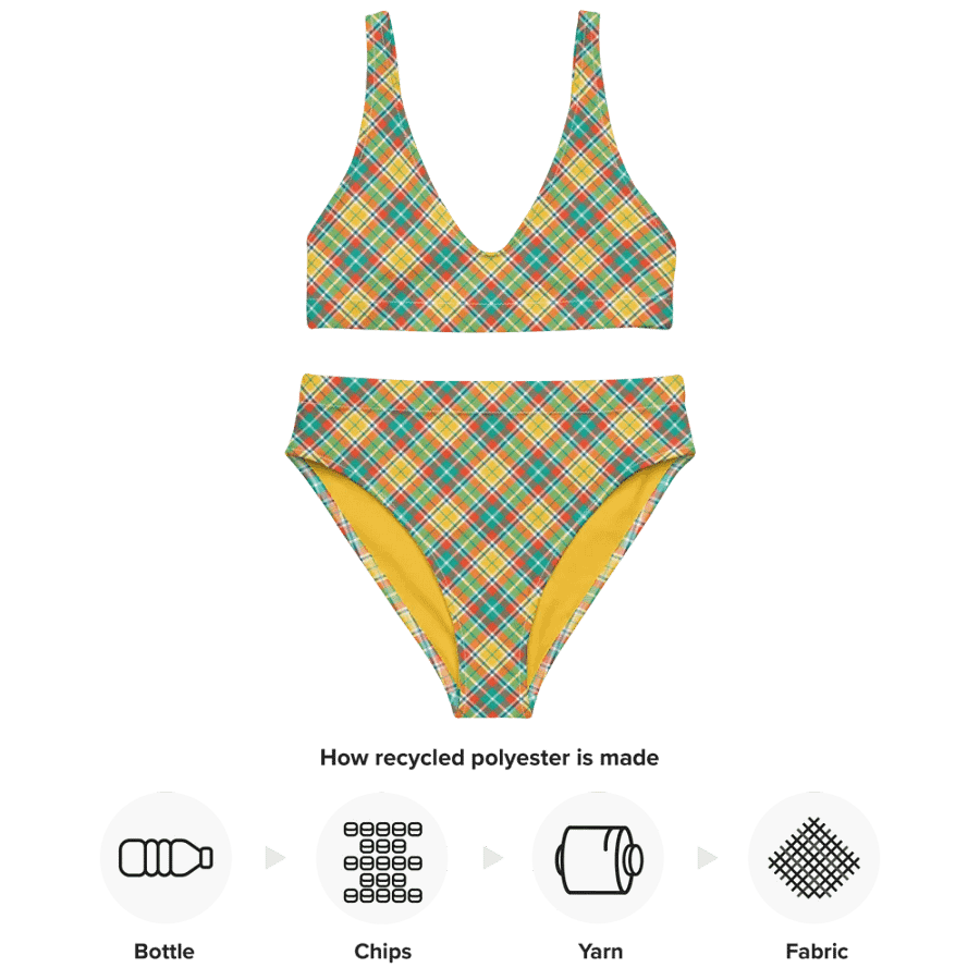 Yellow and Seafoam Green Plaid Bikini product image (10)