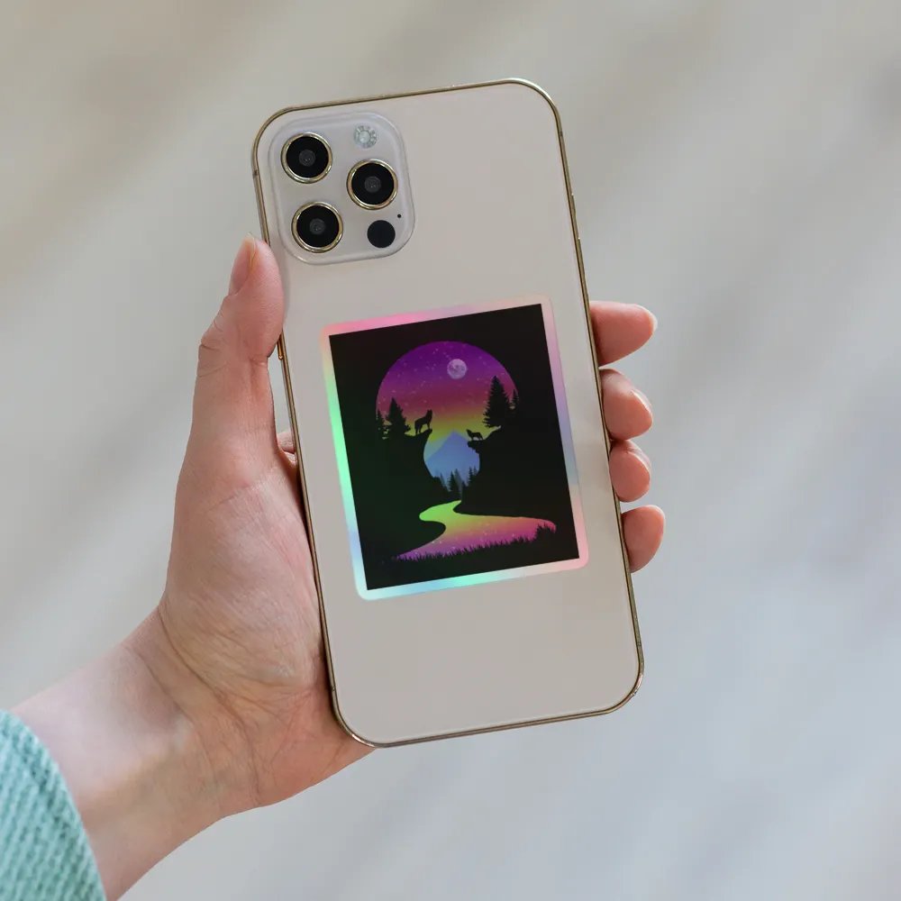 Neon nature holographic sticker product image (6)