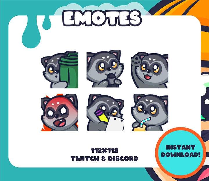 Cute Racoon Emotes (STATIC) product image (1)