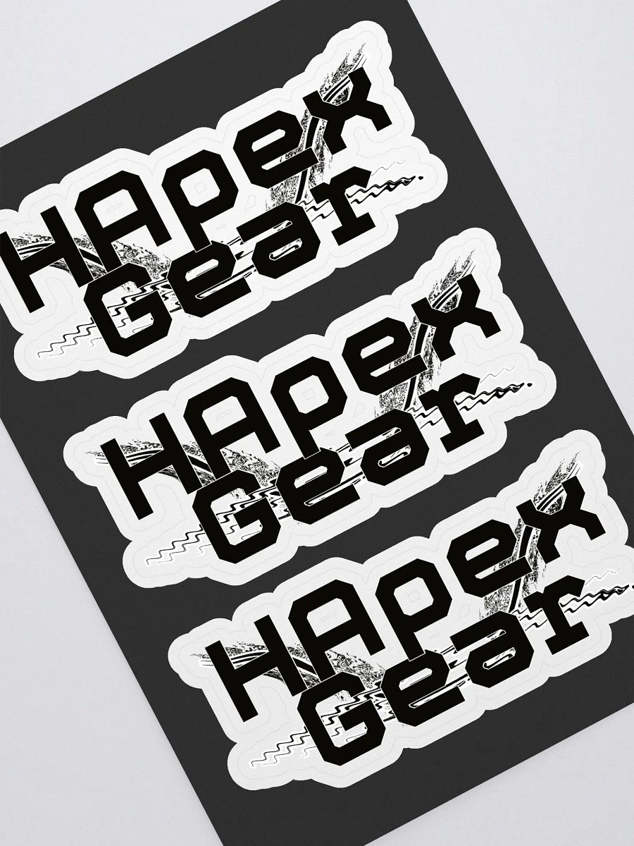 HApex Gear Black Logo Kiss Cut Sticker Sheet with Black Background product image (1)