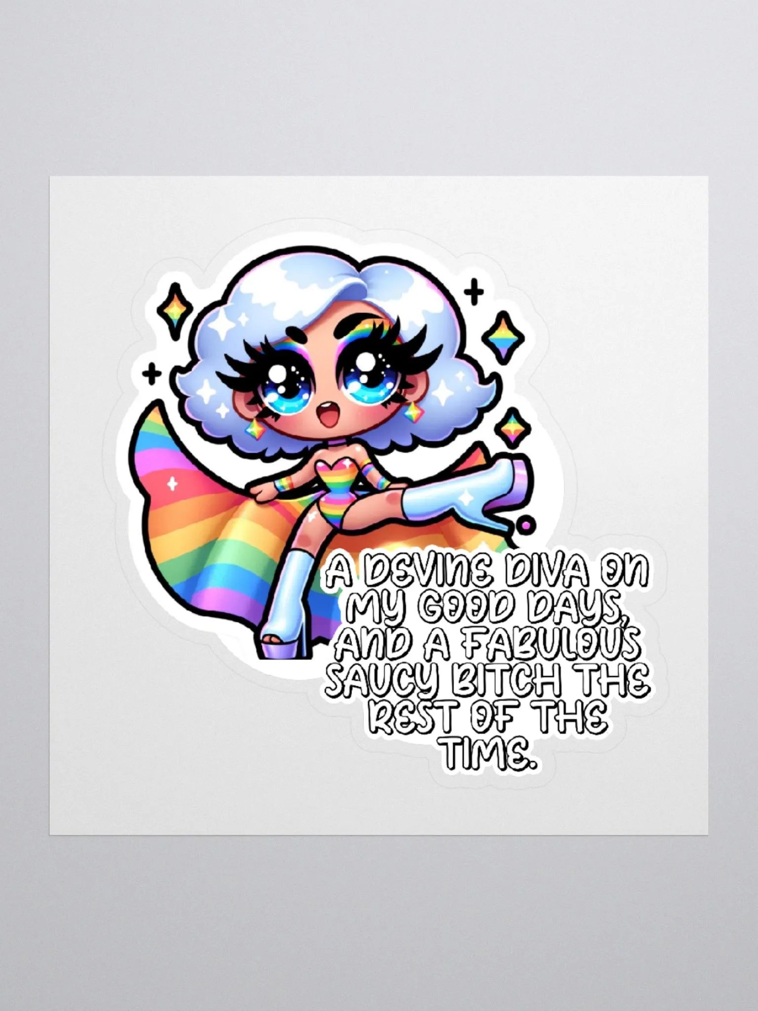 Drag Queen Sticker with Attitude Sticker-My Fabulous Self Sticker-LGBTQIA+ Sticker-Rainbow Sticker product image (2)