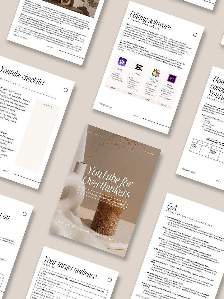 YouTube for Overthinkers Guide/Workbook product image (1)