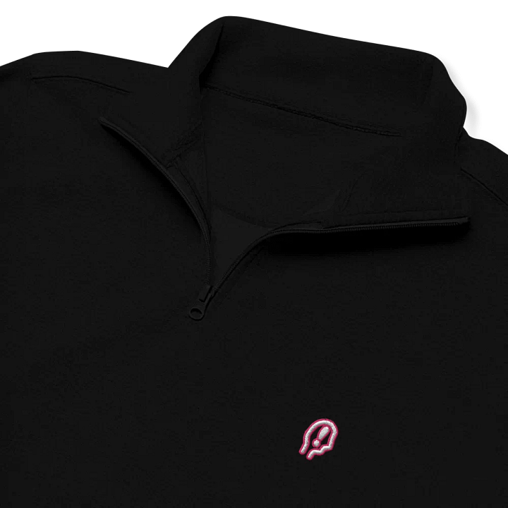 EXCLAIMING MENTALLY (pink + white lined design) embroidered quarter zip product image (1)