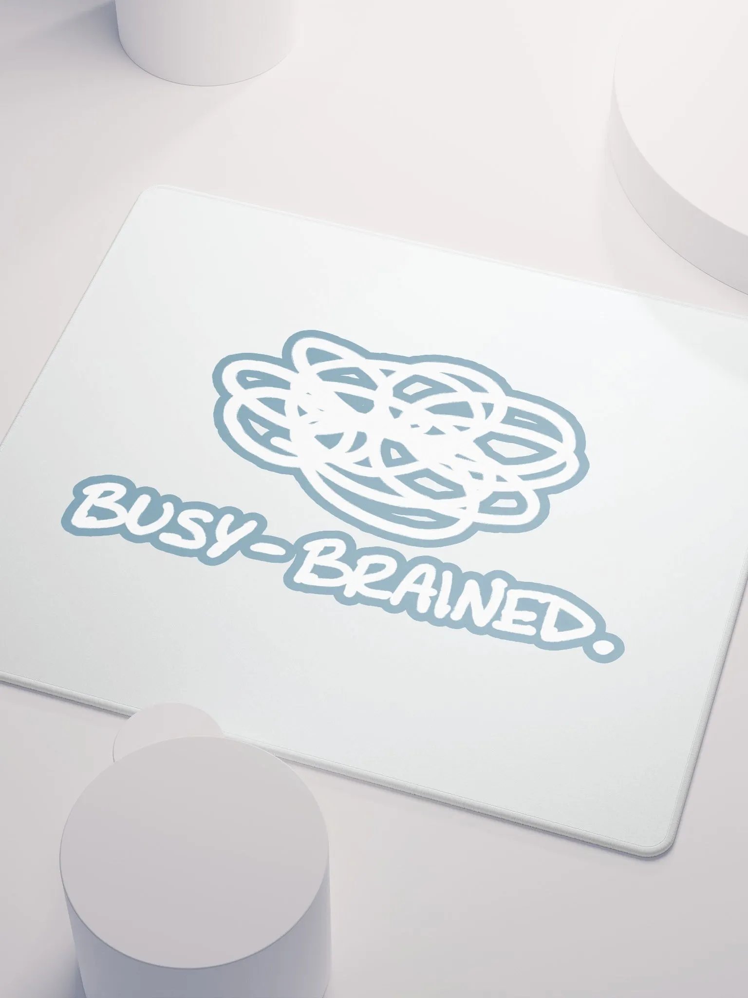 BUSY-BRAINED (lined design, #709AAF) mouse pad product image (3)