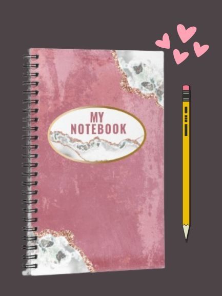 Elegant Pink Notebook with white and gold borders product image (1)