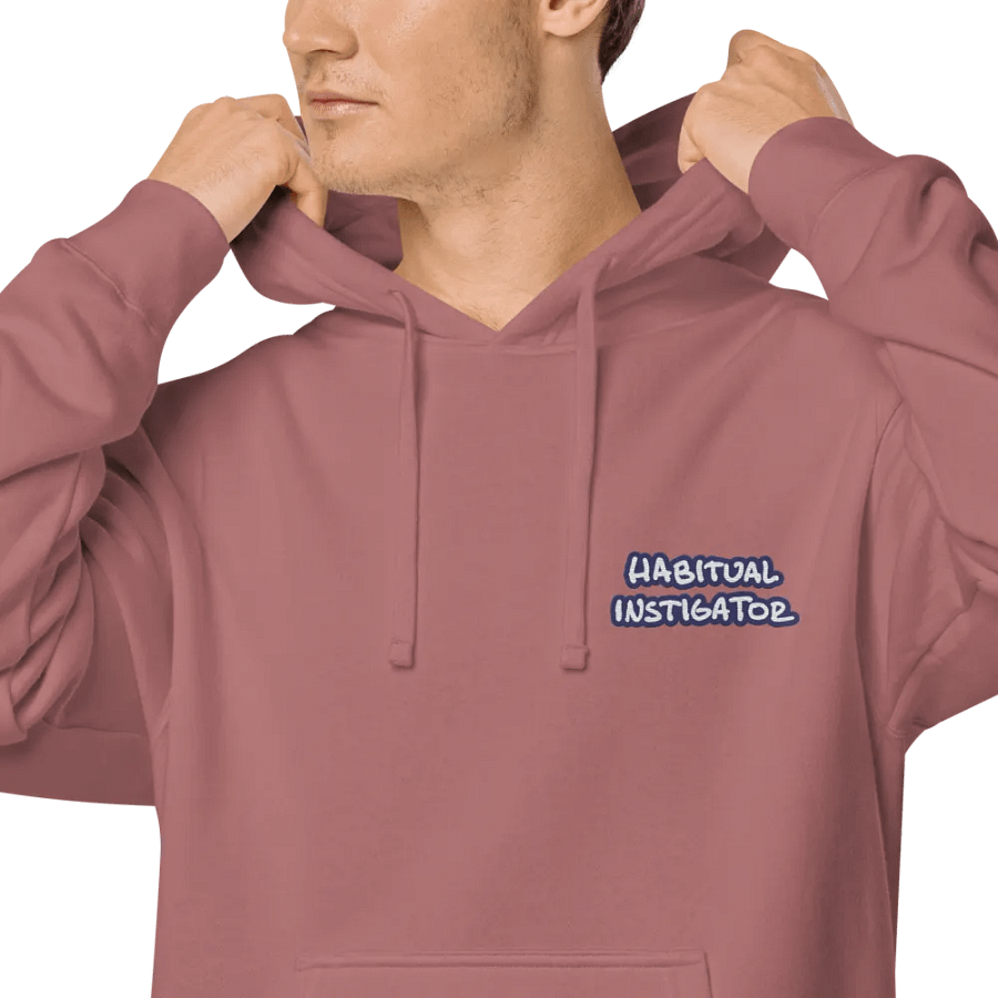 Habitual Instigator (L.C. navy bubble design 2) embroidered pigment hoodie product image (7)