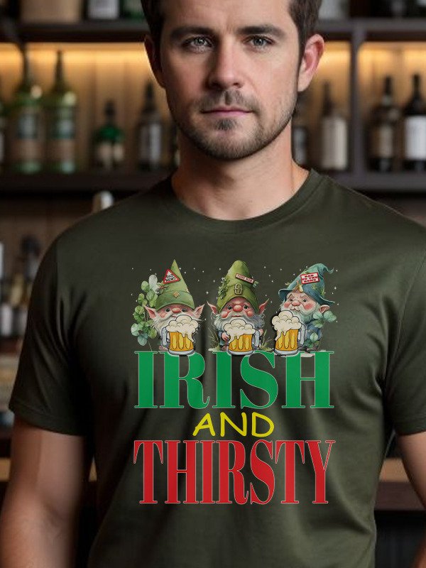 Irish and Thirsty Leprechauns Funny Clovers St Patrick's Day Premium T-Shirt product image (2)