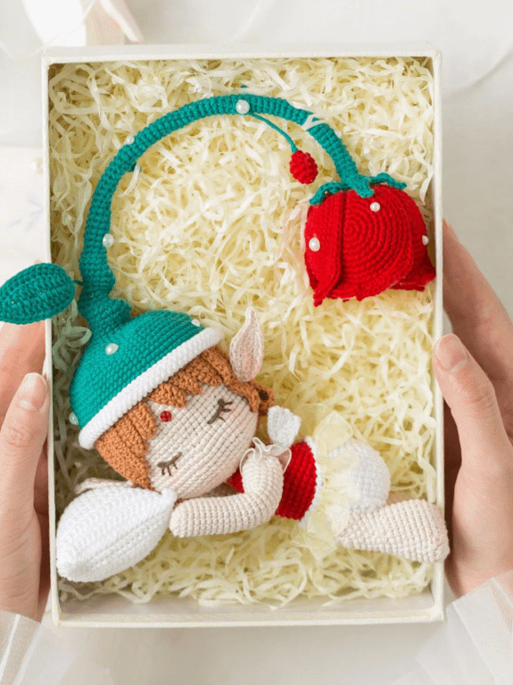 Enchanted Fairy Night Light — Hand-Crocheted Lily of the Valley Lamp with Sleeping Fairy product image (6)