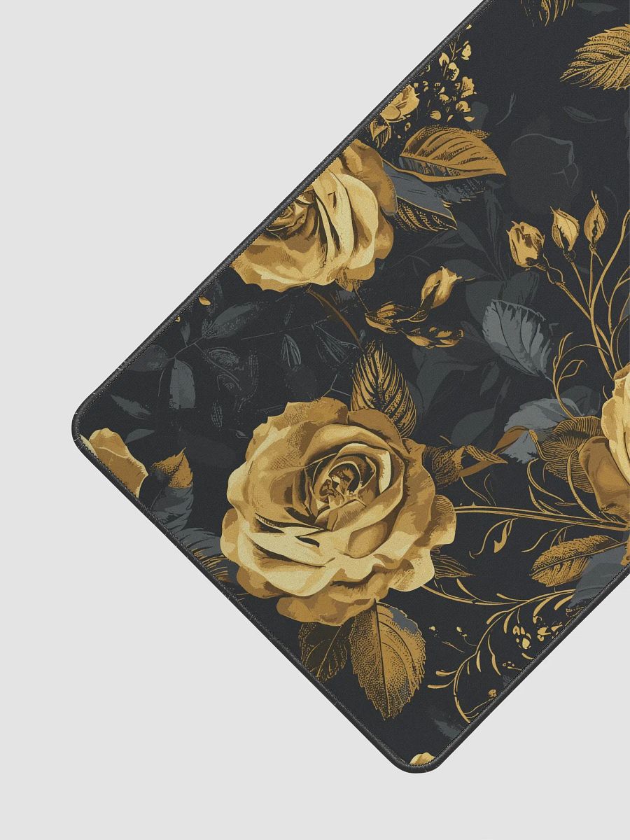 Luxurious Golden Floral Desk Mat, Elegant Black and Gold Office Decor, Large Mousepad Desk Blotter, Chic Home Office Accessory product image (3)