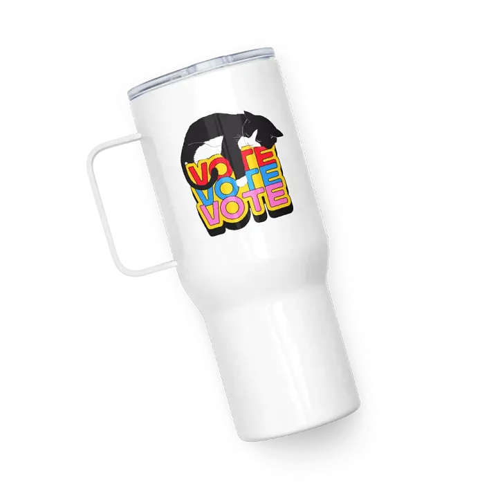 Slumbering Cat Vote Travel Mug With Handle product image (1)