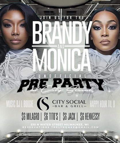 Even if you not going to the show tonight still #pullup to @city_socialmke and vibe and eat!! @brandy @monicadenise #preparty...