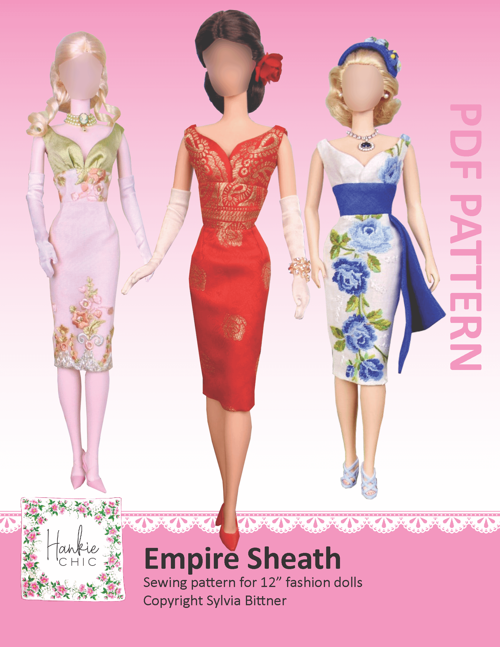 Empire Sheath sewing pattern for 12" fashion dolls product image (1)