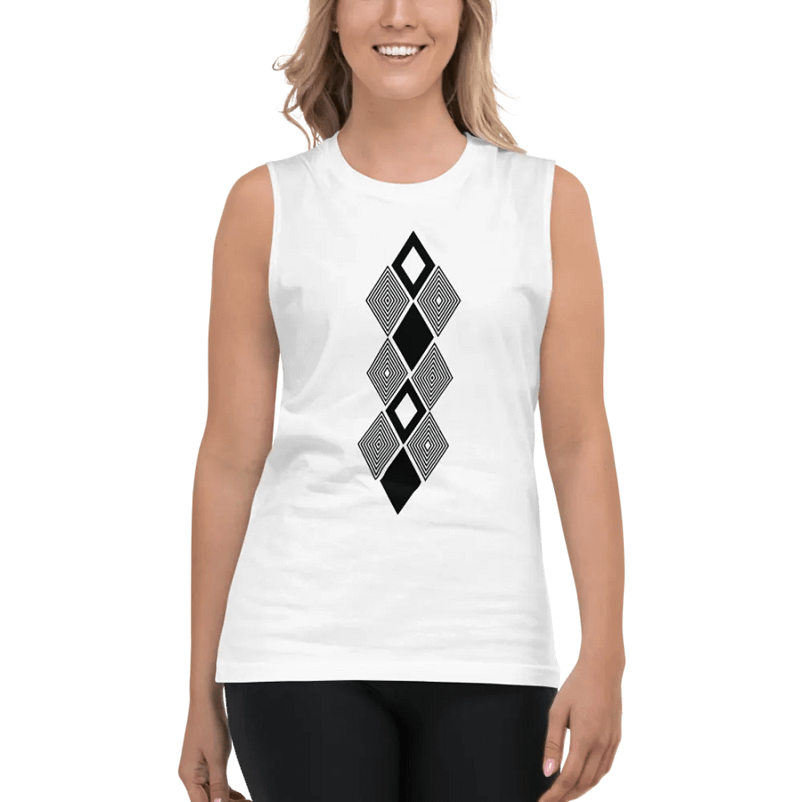Black and white triangle design Muscle Tank product image (4)