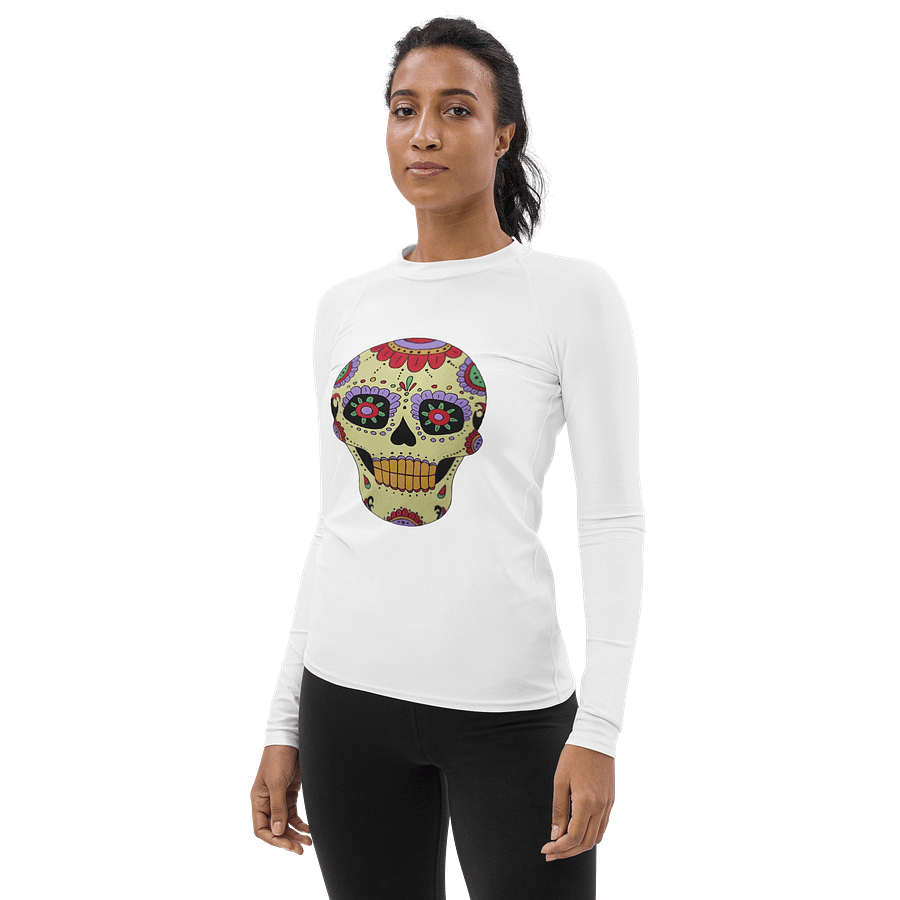 Calavera Sugar Skull (art by Dina R.) - acrylic painting picture -Women's Rash Guard product image (5)