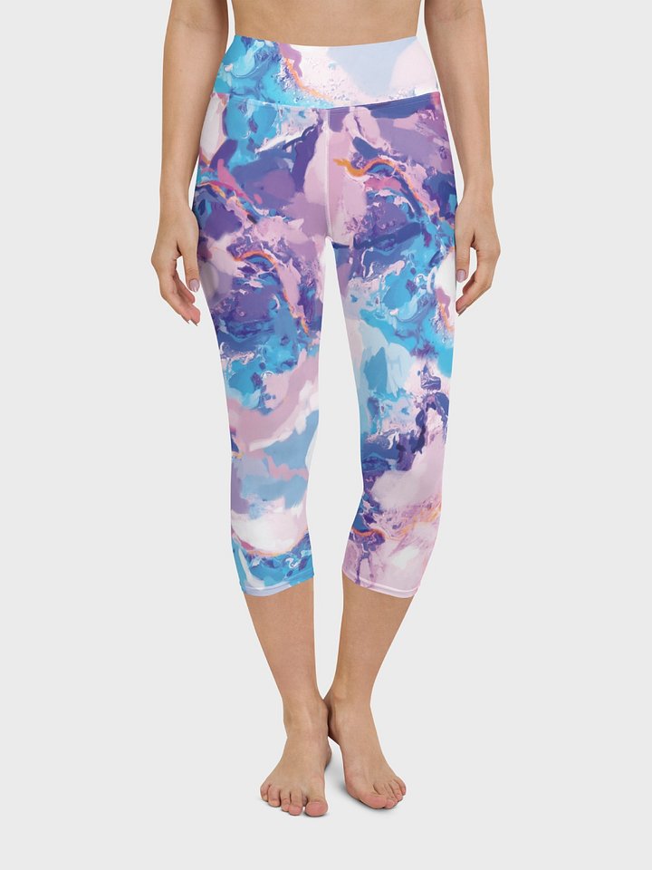 Capri Leggings "Marble Effect Pastel Blue Purple Dreamy Waves" product image (2)