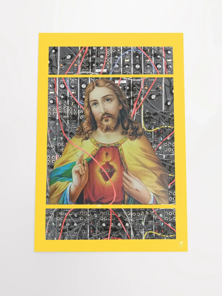 Jesus Christ Sacred Moog by Frank Fonik , Techno EDM Matte Paper Poster product image (2)