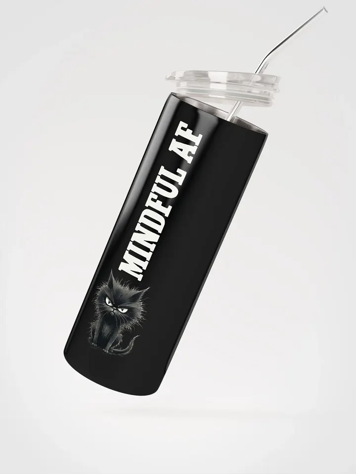 Mindful AF Stainless Steel Tumbler with Cat Illustration | Eco-Friendly Gift! product image (2)