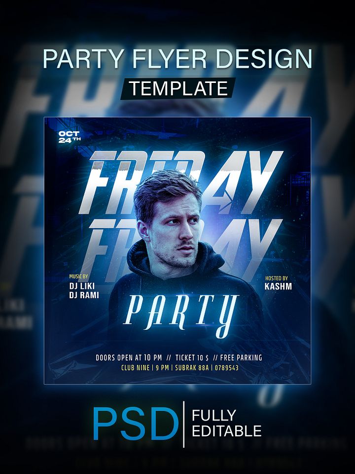 FRIDAY Party Flyer Design Template PSD product image (1)