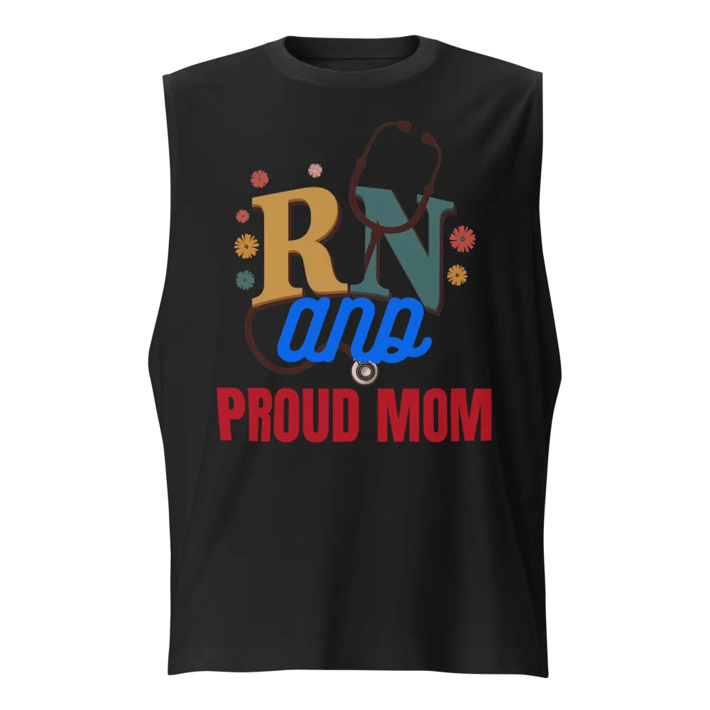 RN and PROUD MOM Floral Muscle Tank product image (1)