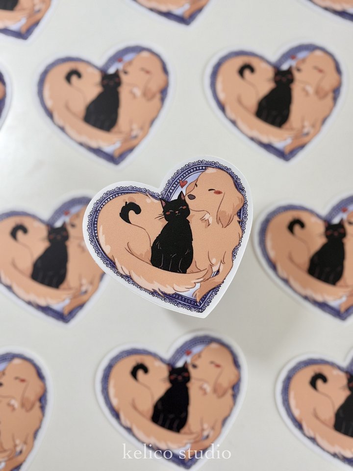 black cat & golden retriever (primary series) • die-cut sticker product image (1)