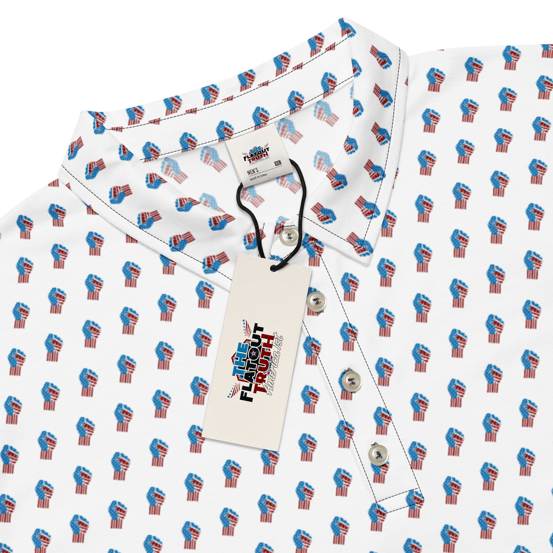 TFOT SlimFit America 1st White Fist Polo Shirt product image (1)