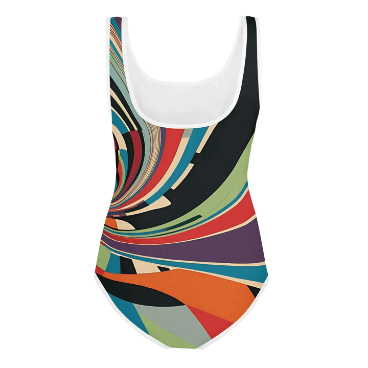 Abstract Lithographic Pattern Design Youth One Piece Swimsuit - V12 product image (2)