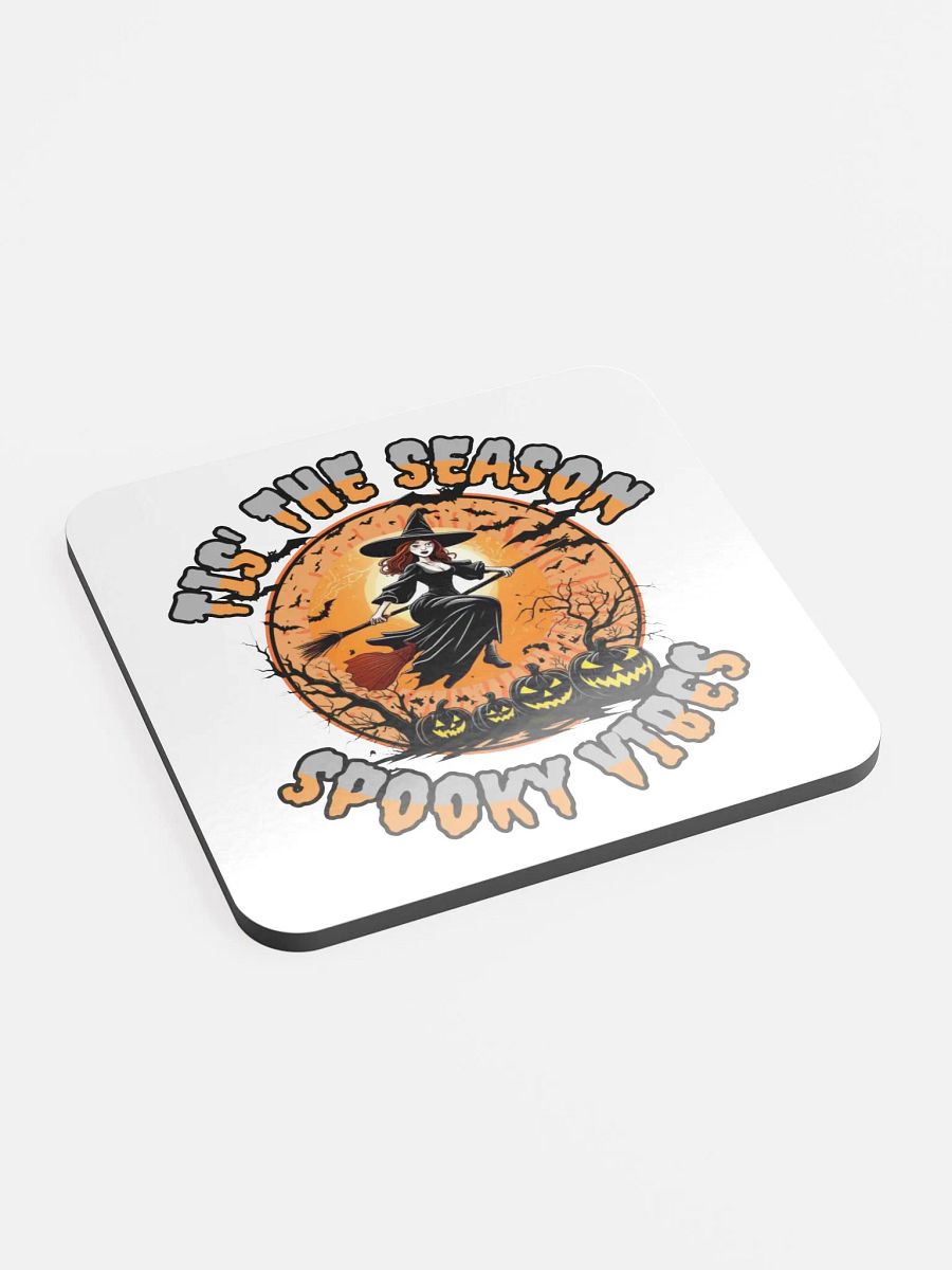 Tis The Season Spooky Vibes Glossed Cork Coaster product image (2)