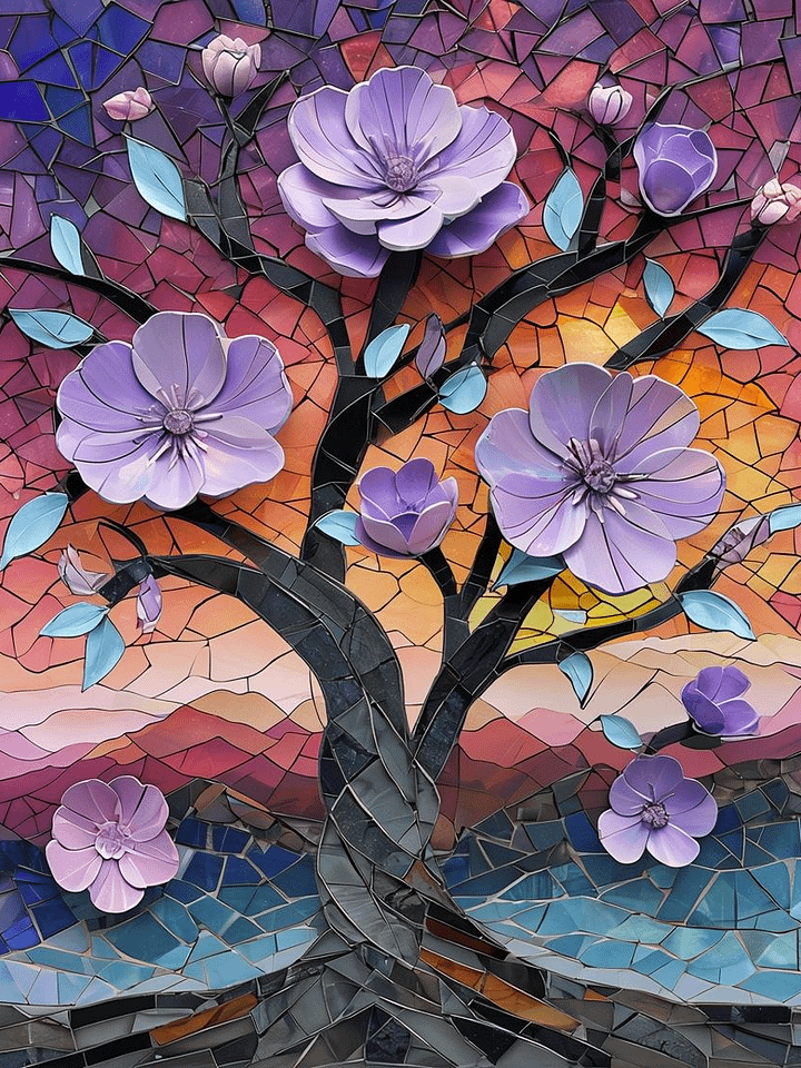 Sunrise Tree Mosaic Framed Art product image (1)