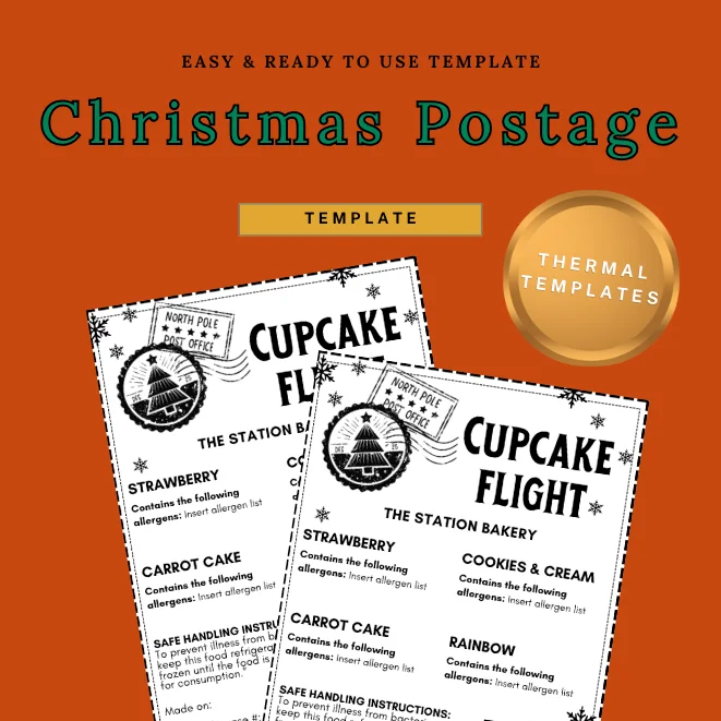 Christmas Postage Cake Flight Thermal Label Template product image (1)