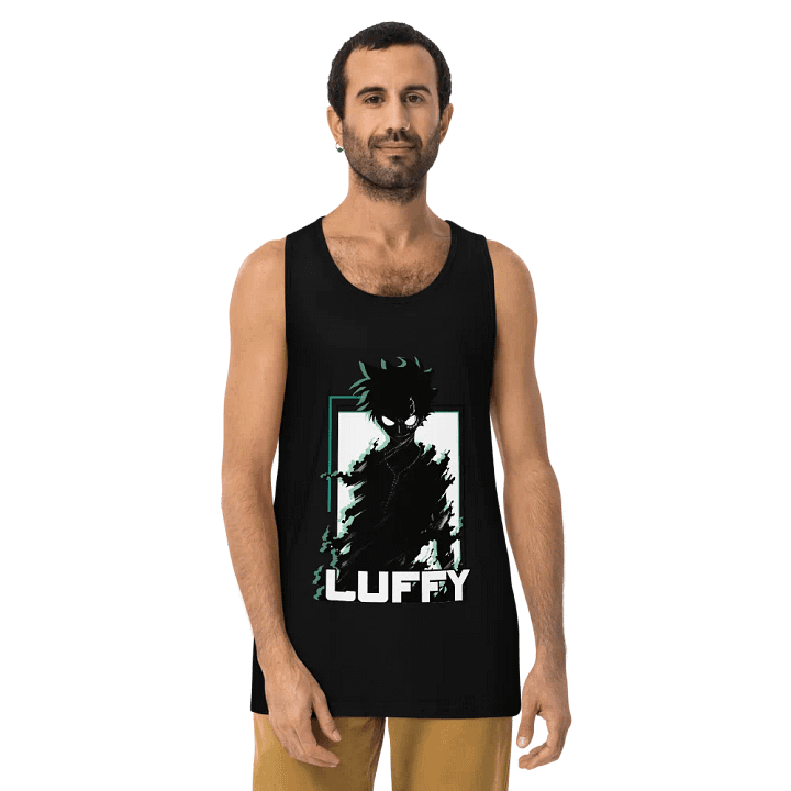 Shadowed Vigilance: LUFFY Anime Glitch Design Tank Top product image (2)