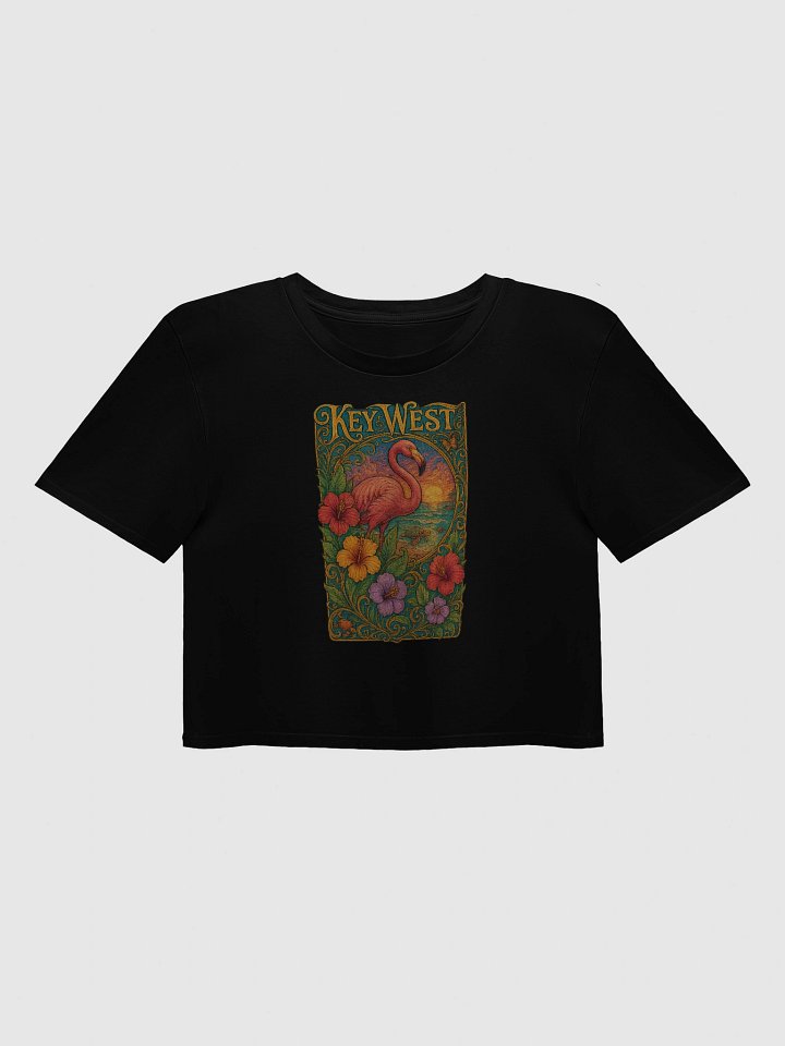 Key West Tropical Ladies Crop Top with Flamingo and Hibiscus product image (1)