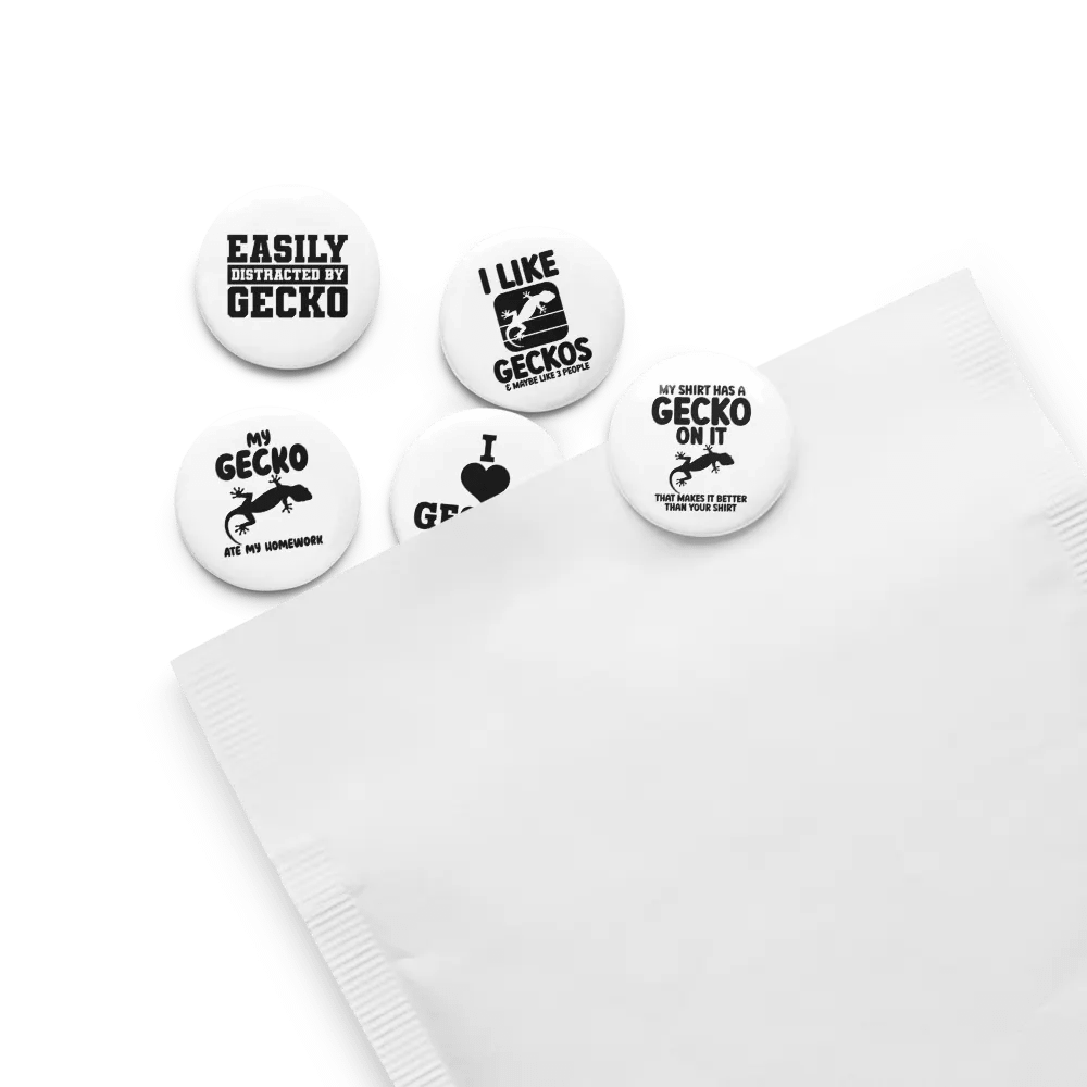 Glossy Black Collection: Pin Button Set with Geckos all over product image (13)