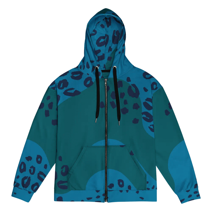 Flowing Teal Spots Unisex Zip Hoodie product image (1)