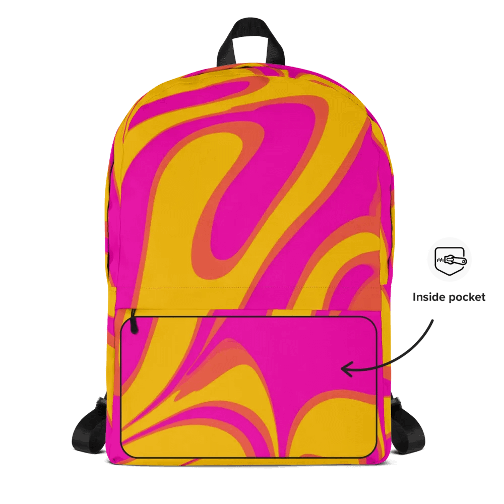 Pink and Yellow Psychedelic Swirls All-Over Backpack product image (10)