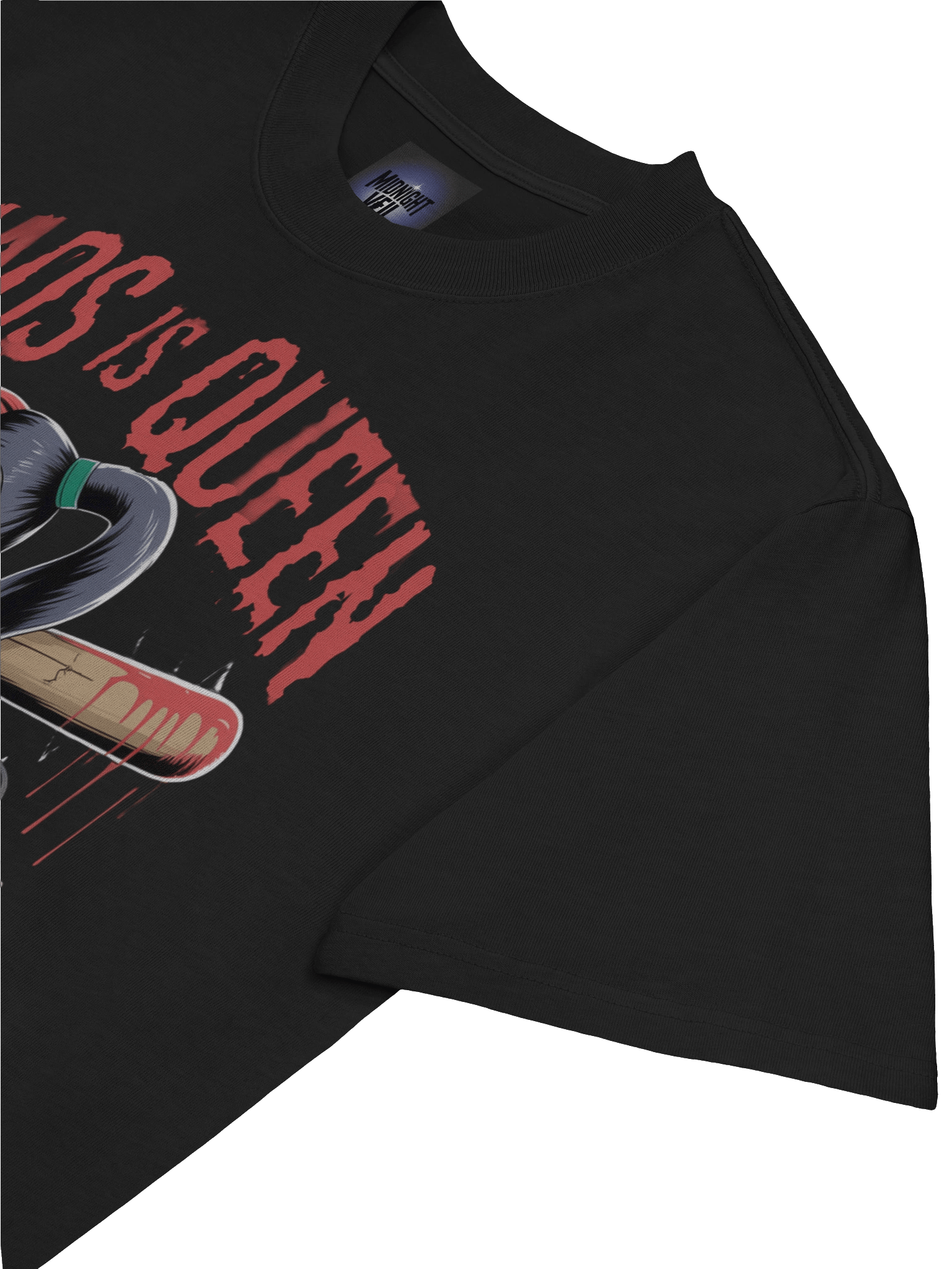 Harley Quinn 'Chaos is Queen' Rose-Thorn Bat Oversized Faded T-Shirt product image (7)
