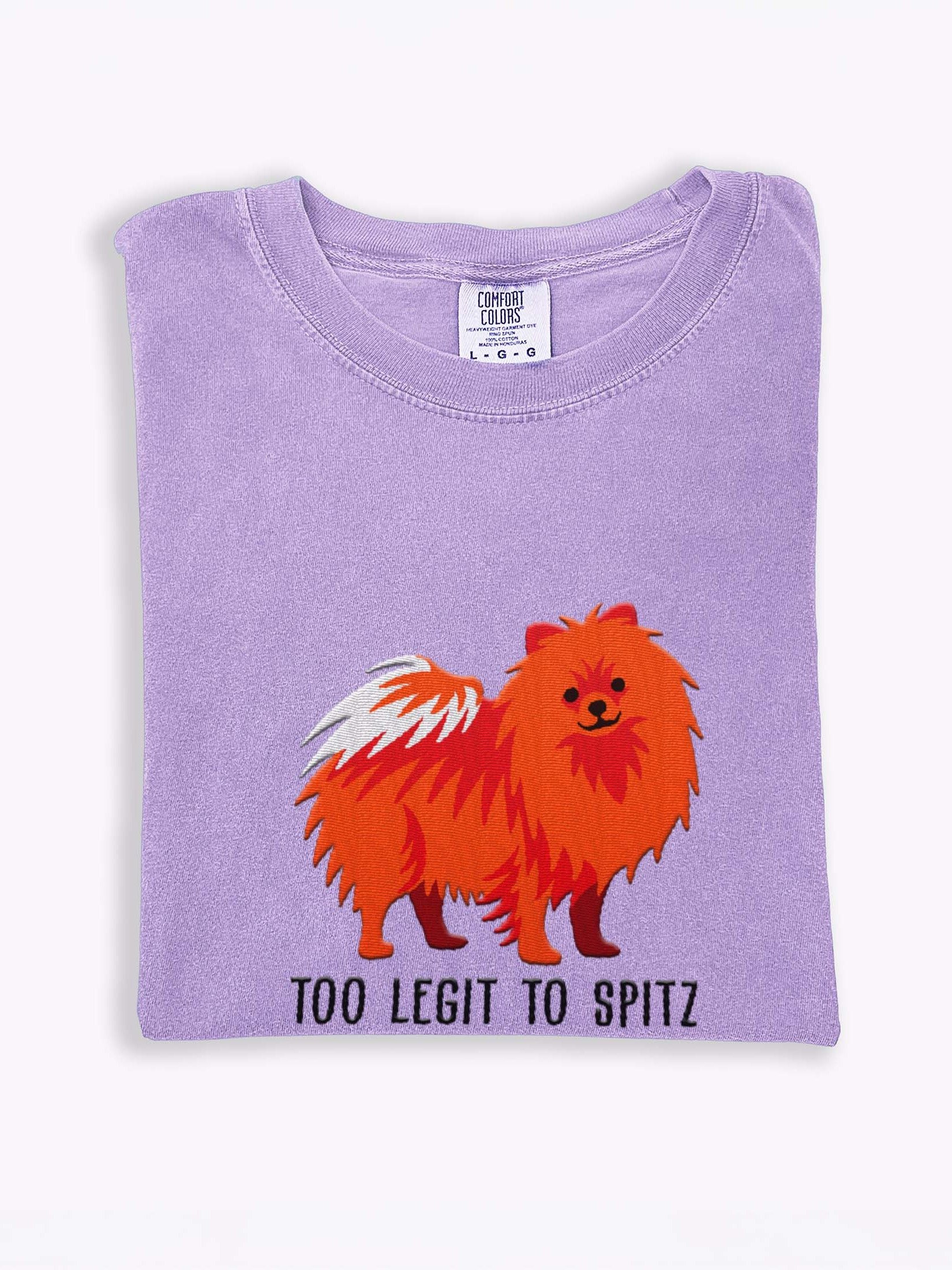 Too Legit to Spitz T-Shirt(Embroidered) of a Pomeranian(Red) product image (1)