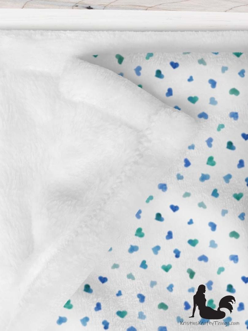 Blue Watercolor Hearts Fleece Throw Blanket product image (2)