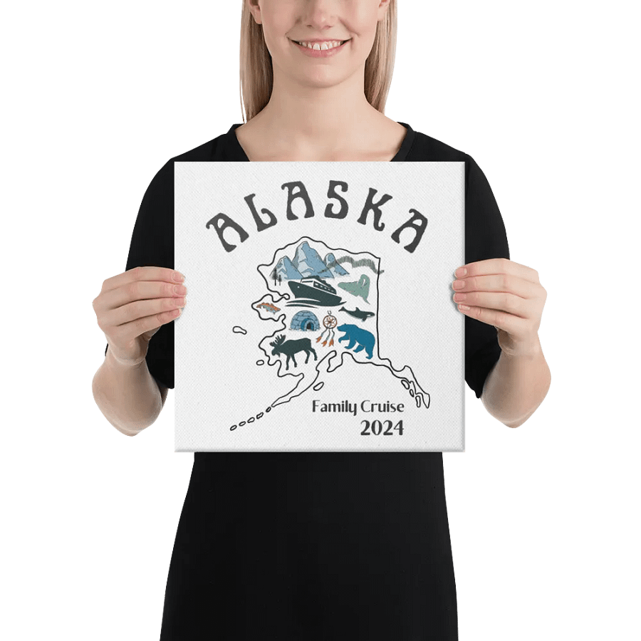 Alaskan Adventure: hand-drawn map & landscapes canvas wall art product image (5)