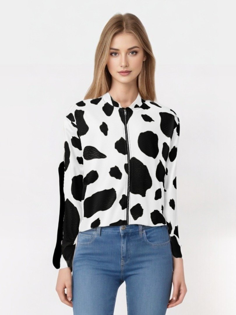 Unisex Cow Pattern Bomber Jacket – Design By Unik | Limited Edition (1,977 Pieces Worldwide) product image (10)