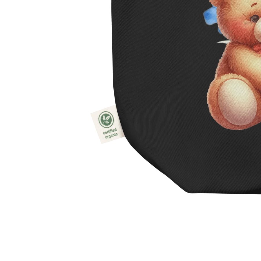 Forget-Me-Not Whispers Teddy Bear Tote Bag – Organic Cotton Twill, Floral Design with Teddy Bear & Ladybug, Eco-Friendly Bag product image (3)