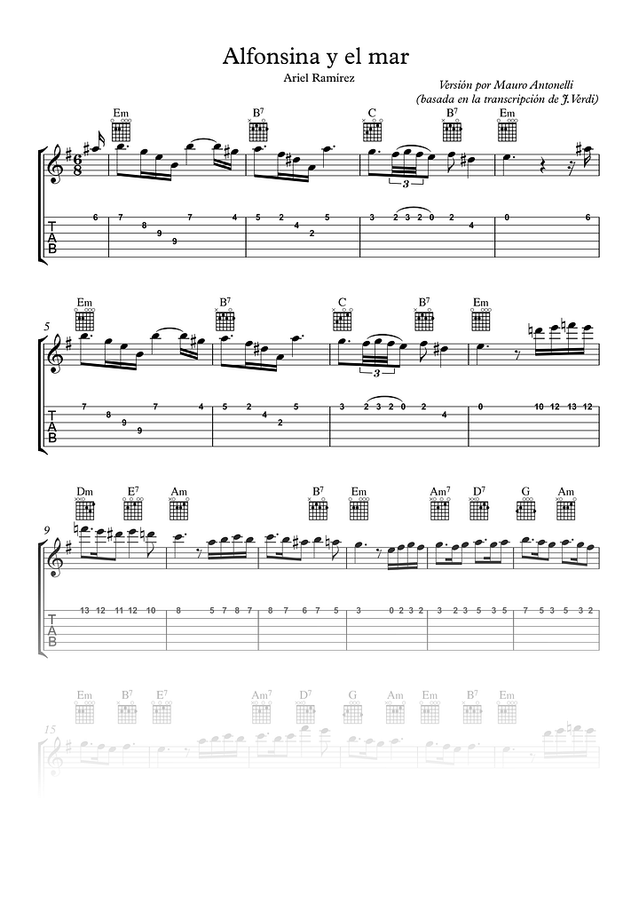 Alfonsina y el mar - Partitura + Tabs + Acordes + Pista product image (1)