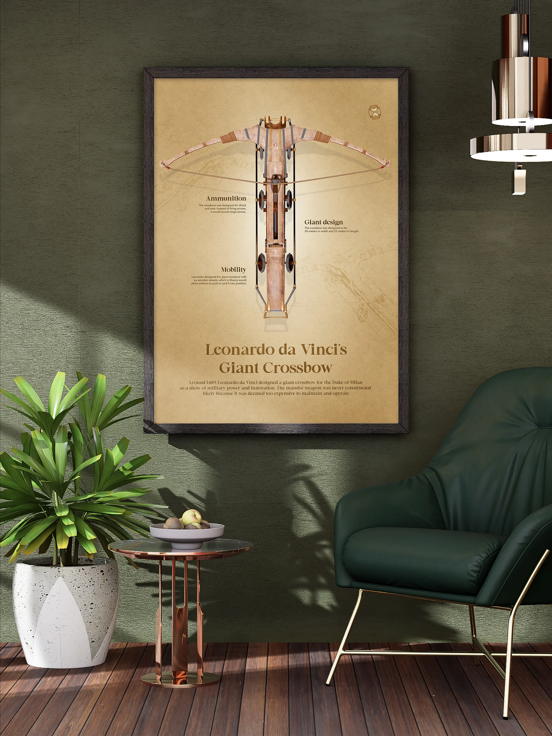 Leonardo da Vinci's Giant Crossbow (Framed poster) product image (1)
