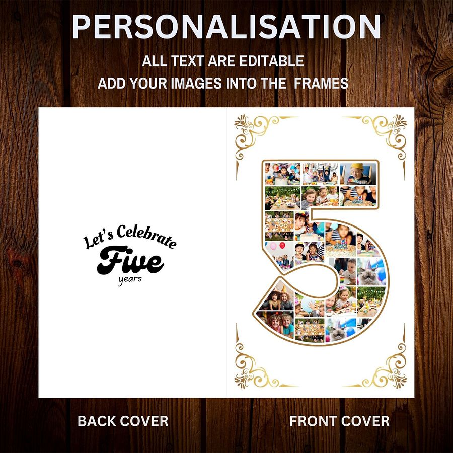 Five Year Celebration Card Photo Collage Canva Template product image (7)