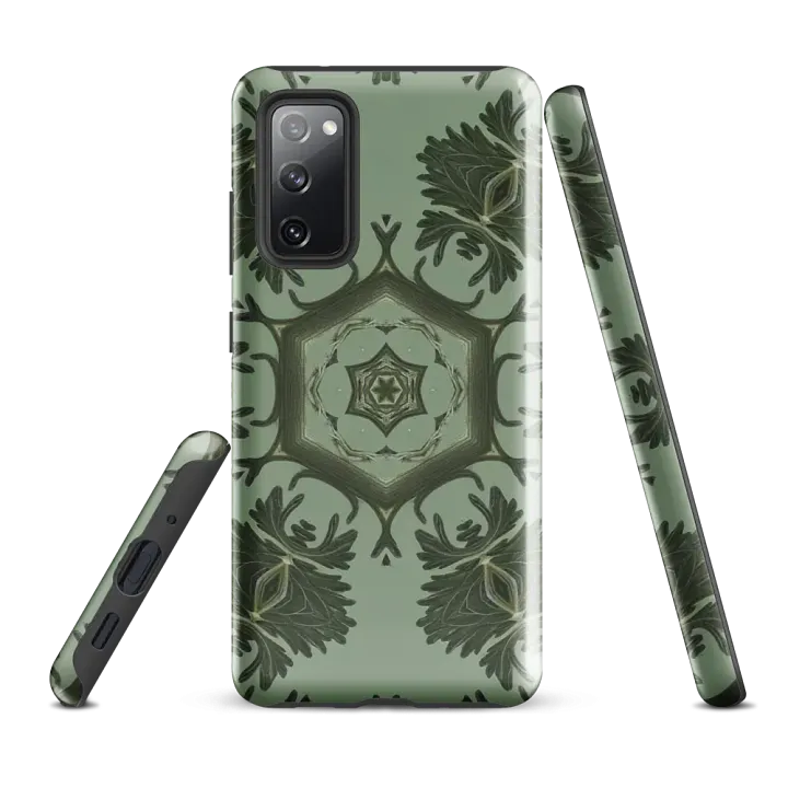 Tough Phone Case for Samsung® - Green Abstract Botanical Hex Geometric Pattern product image (1)