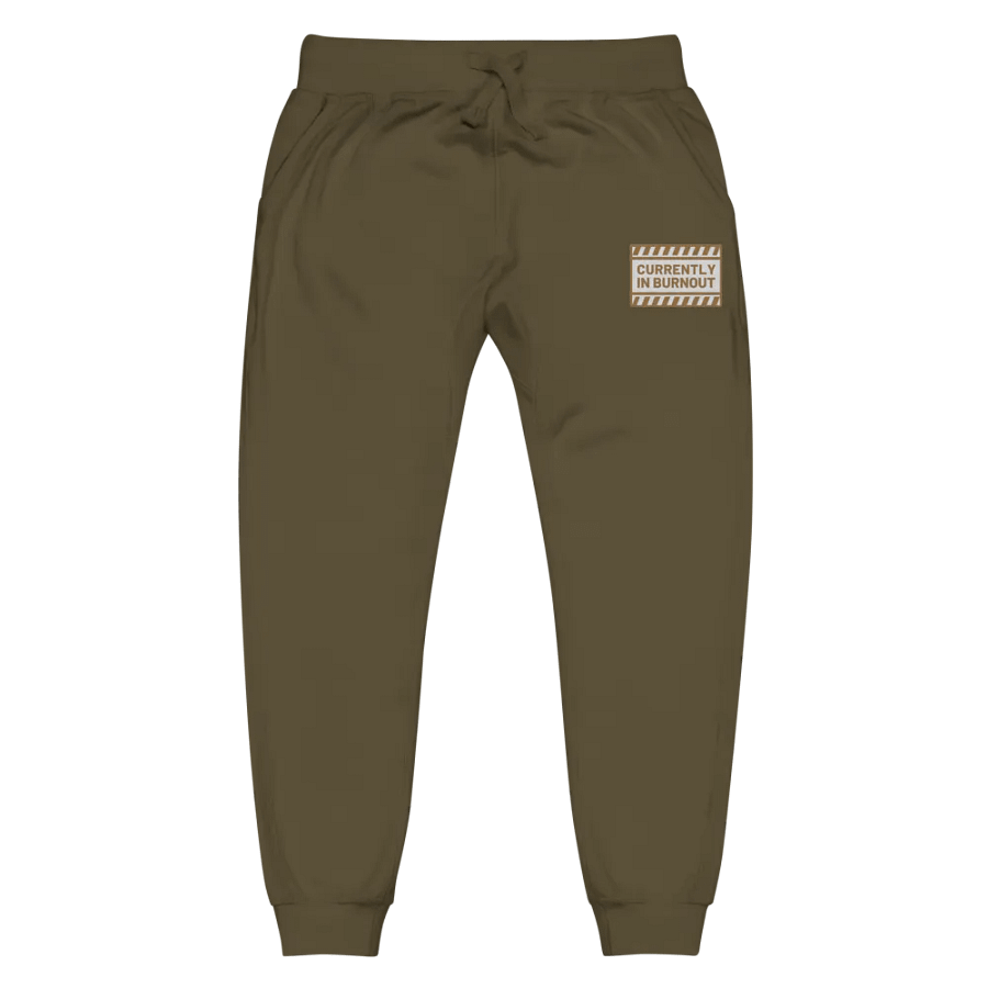 CURRENTLY IN BURNOUT (brass design) embroidered fleece joggers product image (6)